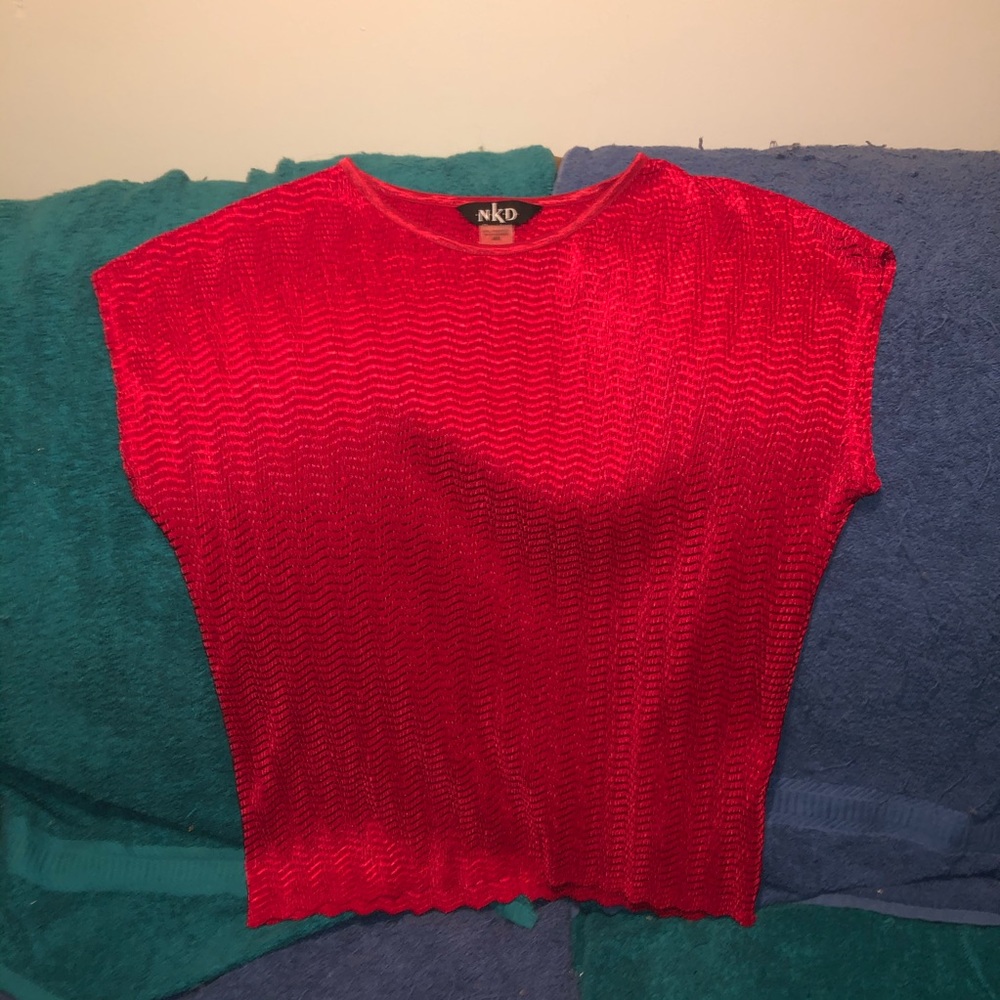 N.K.D women’s M, red top, slinky/ribbed